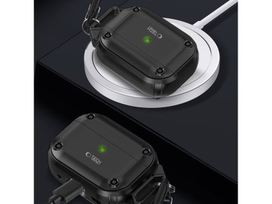 Tech-Protect Rough Hook Case with Carabiner for Apple AirPods Pro 1 / 2 - Black Tech-Protect Rough Hook Case with Carabiner for Apple AirPods Pro 1 / 2 - Black
