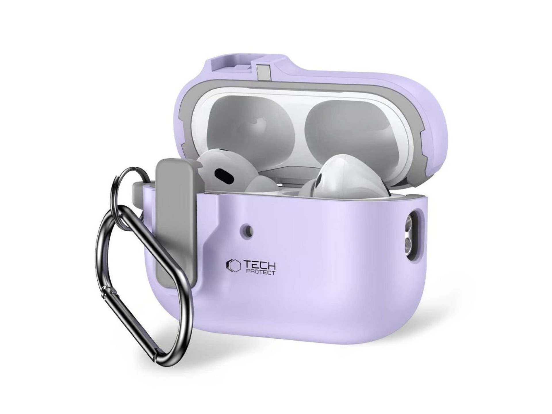 Funda Tech-Protect Slim Hook con mosquetón para Apple AirPods Pro 1/2 - Morada