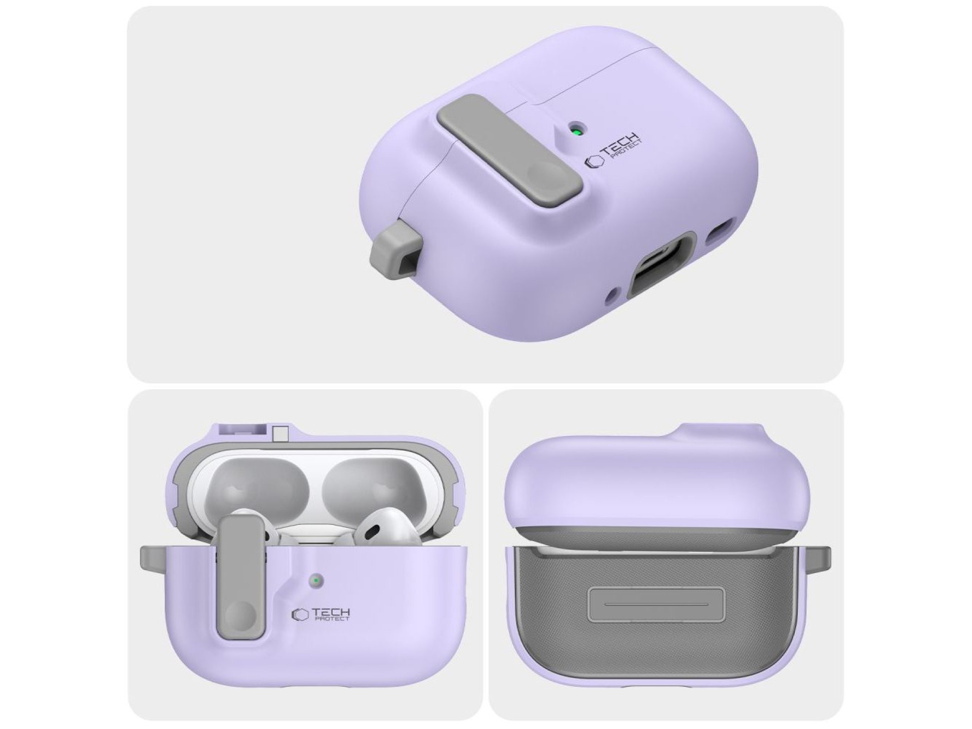 Funda Tech-Protect Slim Hook con mosquetón para Apple AirPods Pro 1/2 - Morada