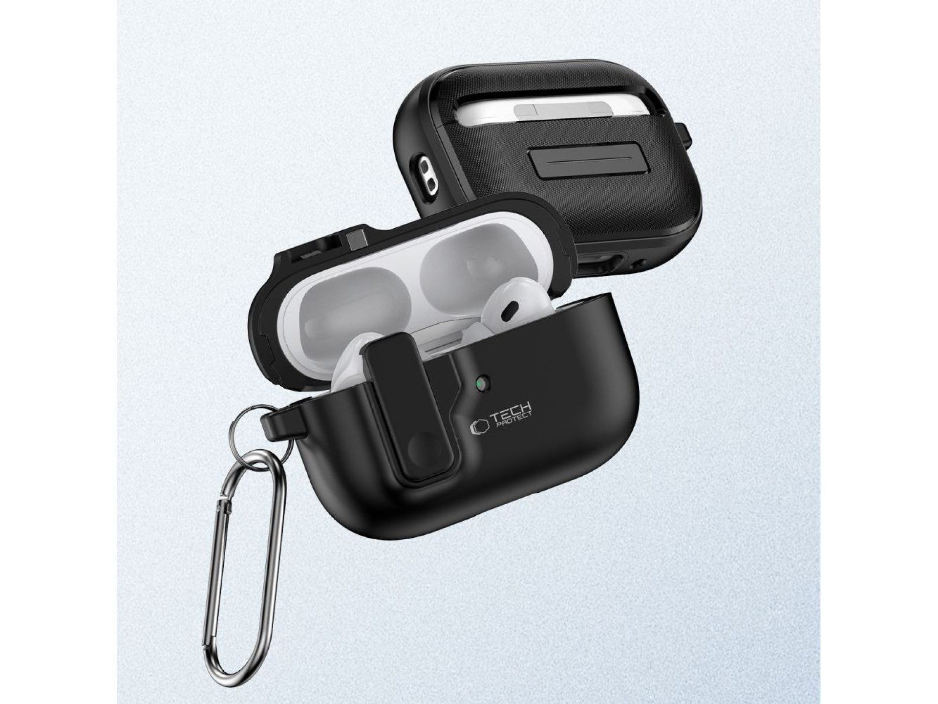 Funda Tech-Protect Slim Hook con mosquetón para Apple AirPods Pro 1/2 - Negra