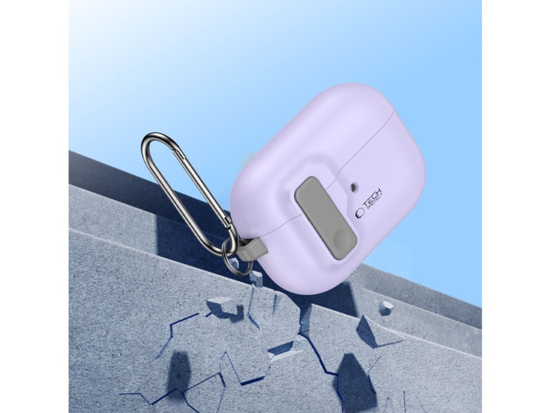 Funda Tech-Protect Slim Hook con mosquetón para Apple AirPods Pro 1/2 - Morada