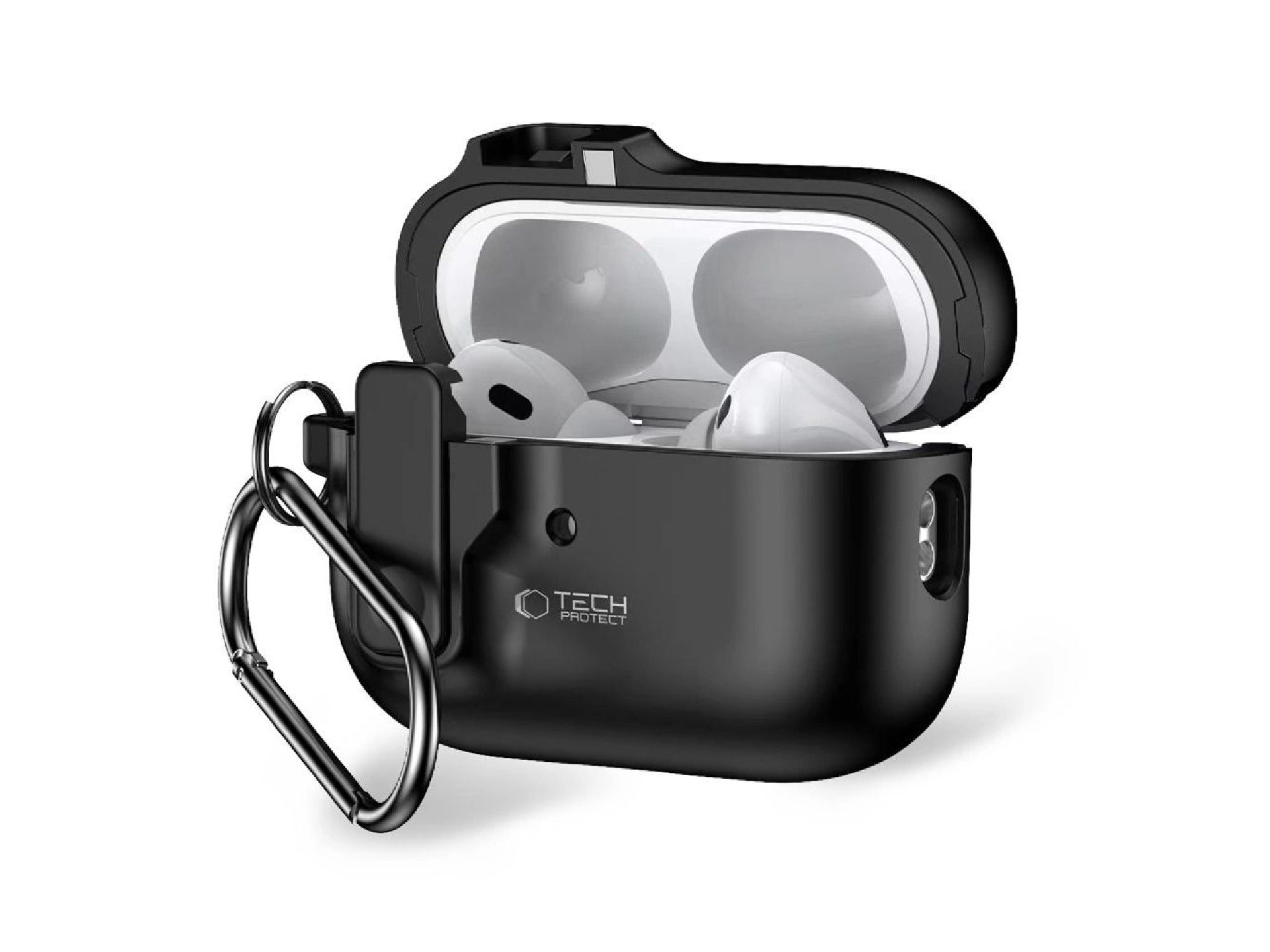 Funda Tech-Protect Slim Hook con mosquetón para Apple AirPods Pro 1/2 - Negra