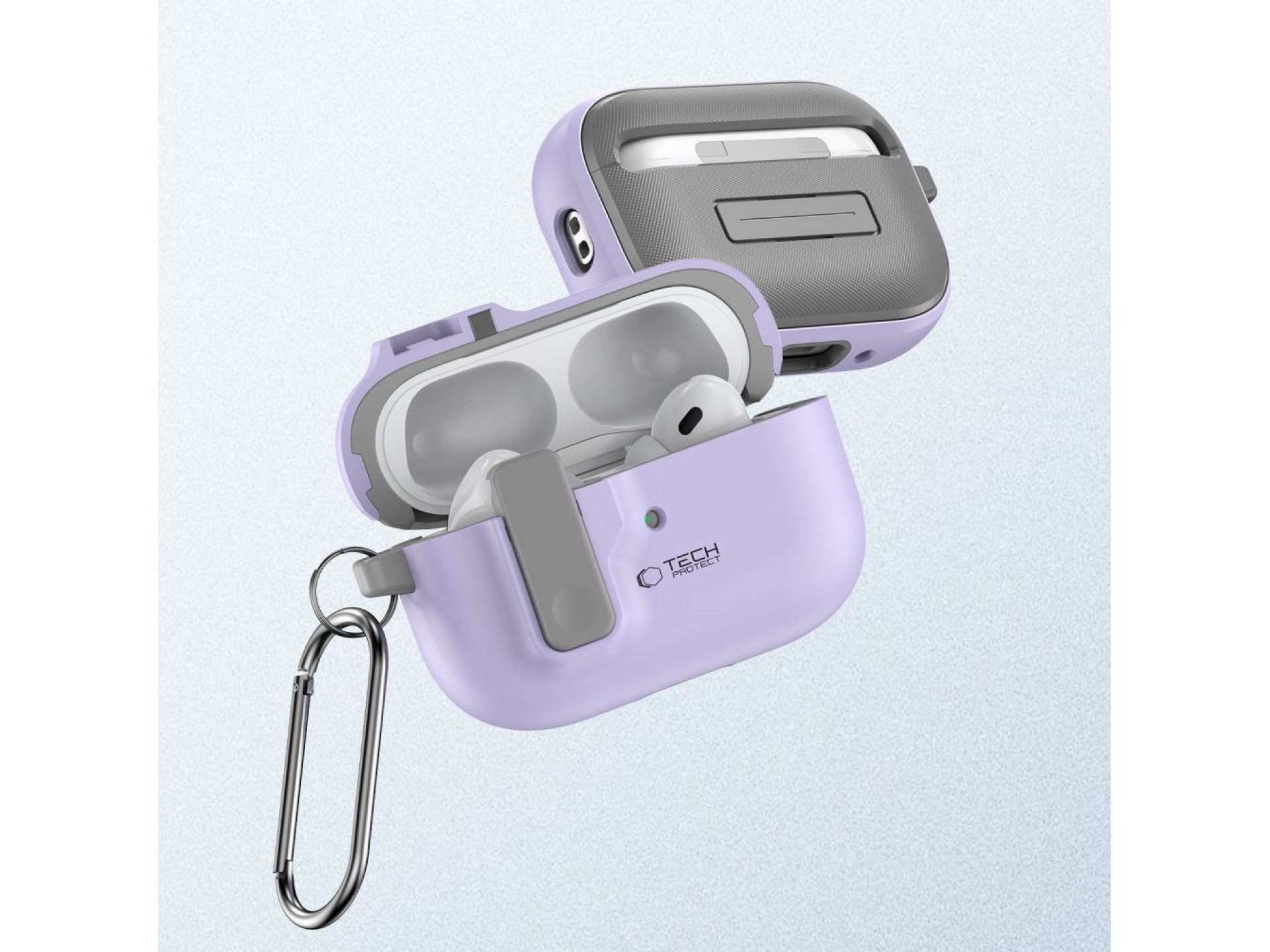 Funda Tech-Protect Slim Hook con mosquetón para Apple AirPods Pro 1/2 - Morada
