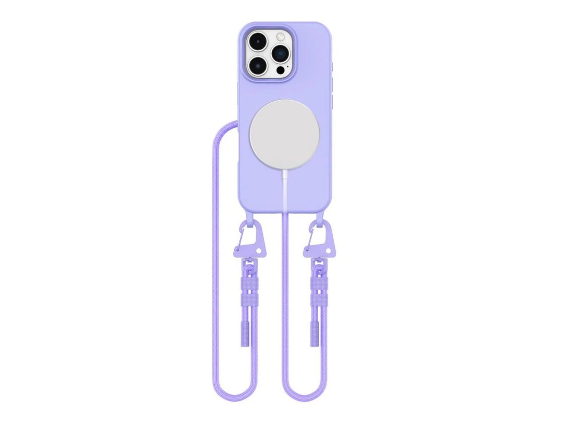 Funda Tech-Protect MagNecklace MagSafe con cordón para iPhone 16 Pro - Morado