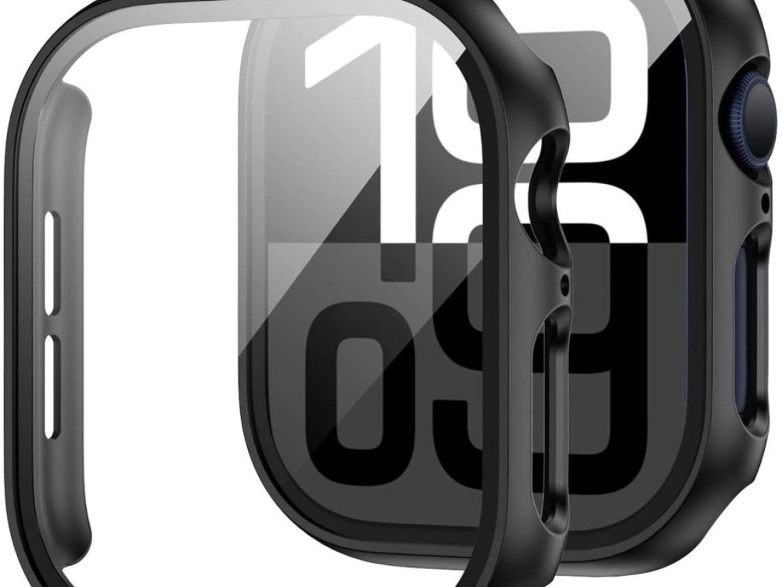 Capa de vidro temperado Tech-Protect Defense360 para Apple Watch 10 (46 mm) - Preta