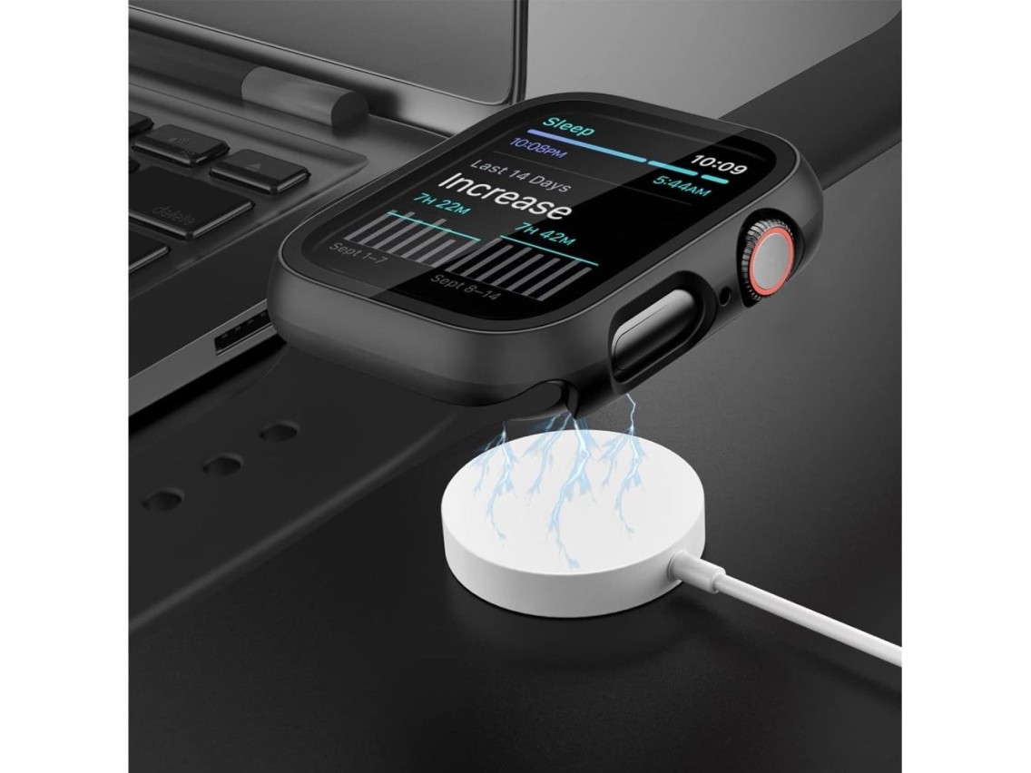 Capa de vidro temperado Tech-Protect Defense360 para Apple Watch 10 (46 mm) - Preta