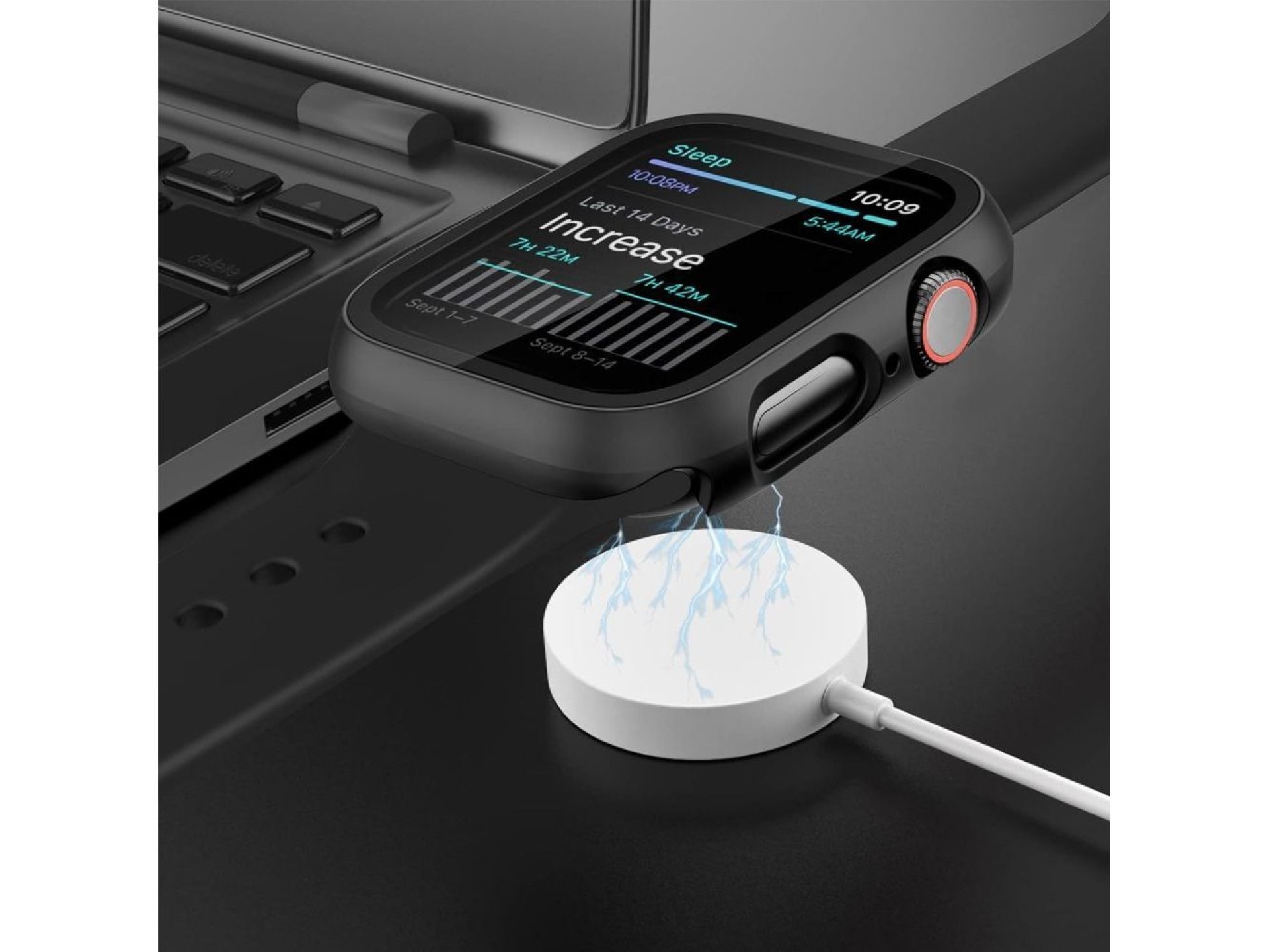 Capa de vidro temperado Tech-Protect Defense360 para Apple Watch 10 (42 mm) - Preta