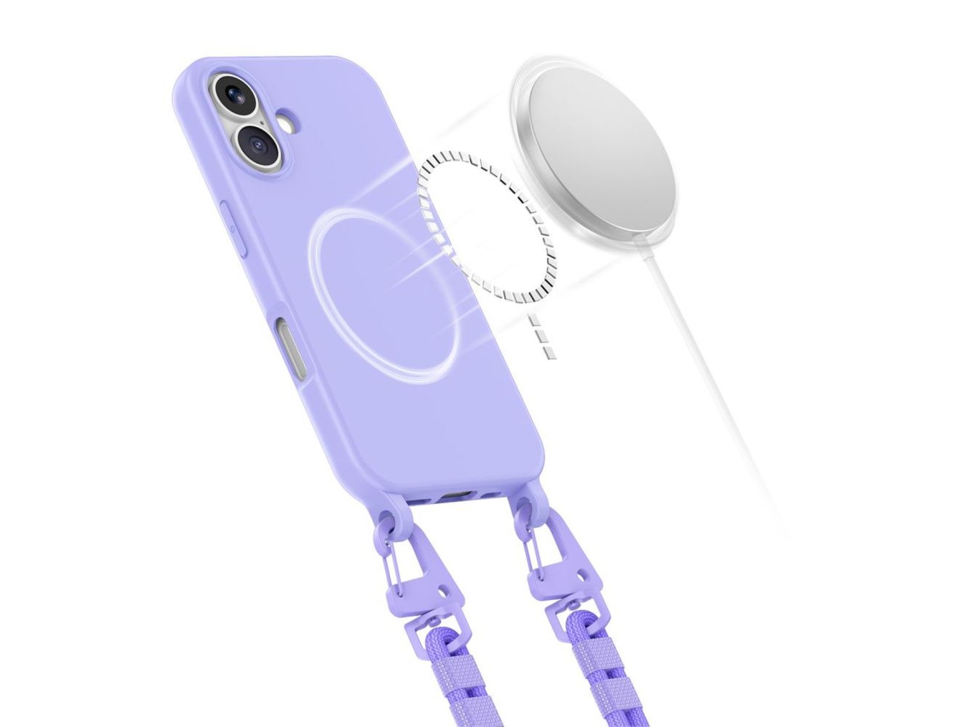 Tech-Protect MagNecklace MagSafe Case with Lanyard for iPhone 16 - Purple