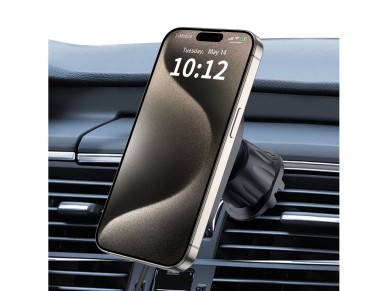 Tech-Protect MM15W-V6 15W Car Charger Holder with MagSafe for Dashboard and Air Vent - Black