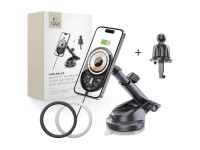 Tech-Protect MM15W-V6 15W Car Charger Holder with MagSafe for Dashboard and Air Vent - Black