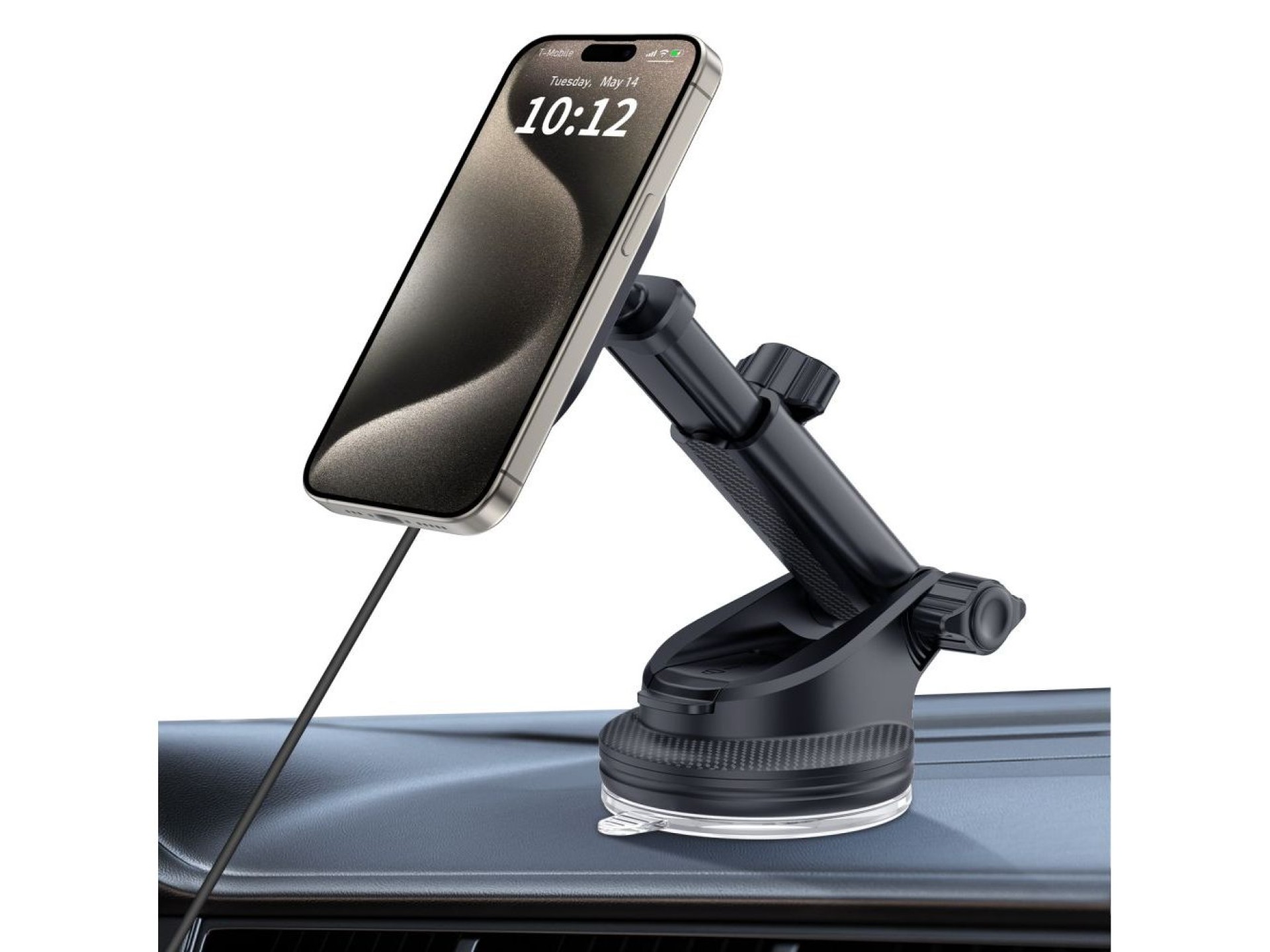 Tech-Protect MM15W-V6 15W Car Charger Holder with MagSafe for Dashboard and Air Vent - Black