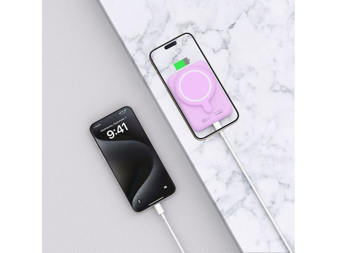 Batería externa Tech-Protect LifeMag MagSafe PB10 de 5000 mAh - Rosa