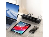 Tech-Protect PCL4X3 Power Strip 4 Sockets 240V + 2xUSB-A + 1xUSB-C 200 cm - Black