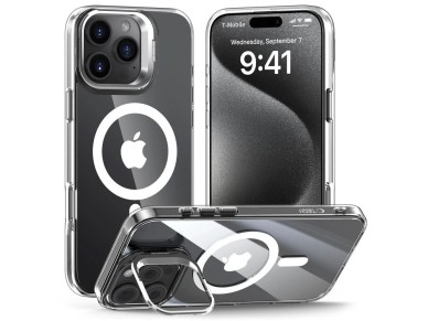 Capa Tech-Protect MagStand MagSafe para iPhone 16 Pro - Transparente