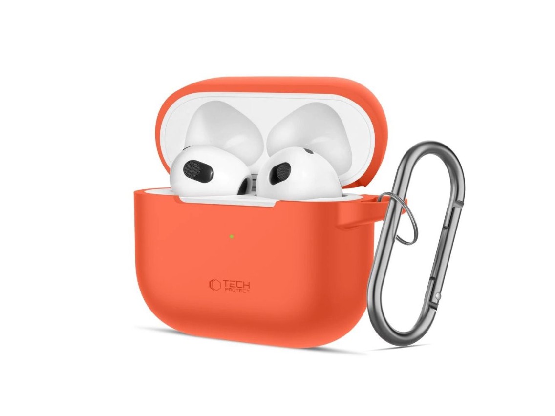 Capa de silicone Tech-Protect com gancho para Apple AirPods 3 - Laranja
