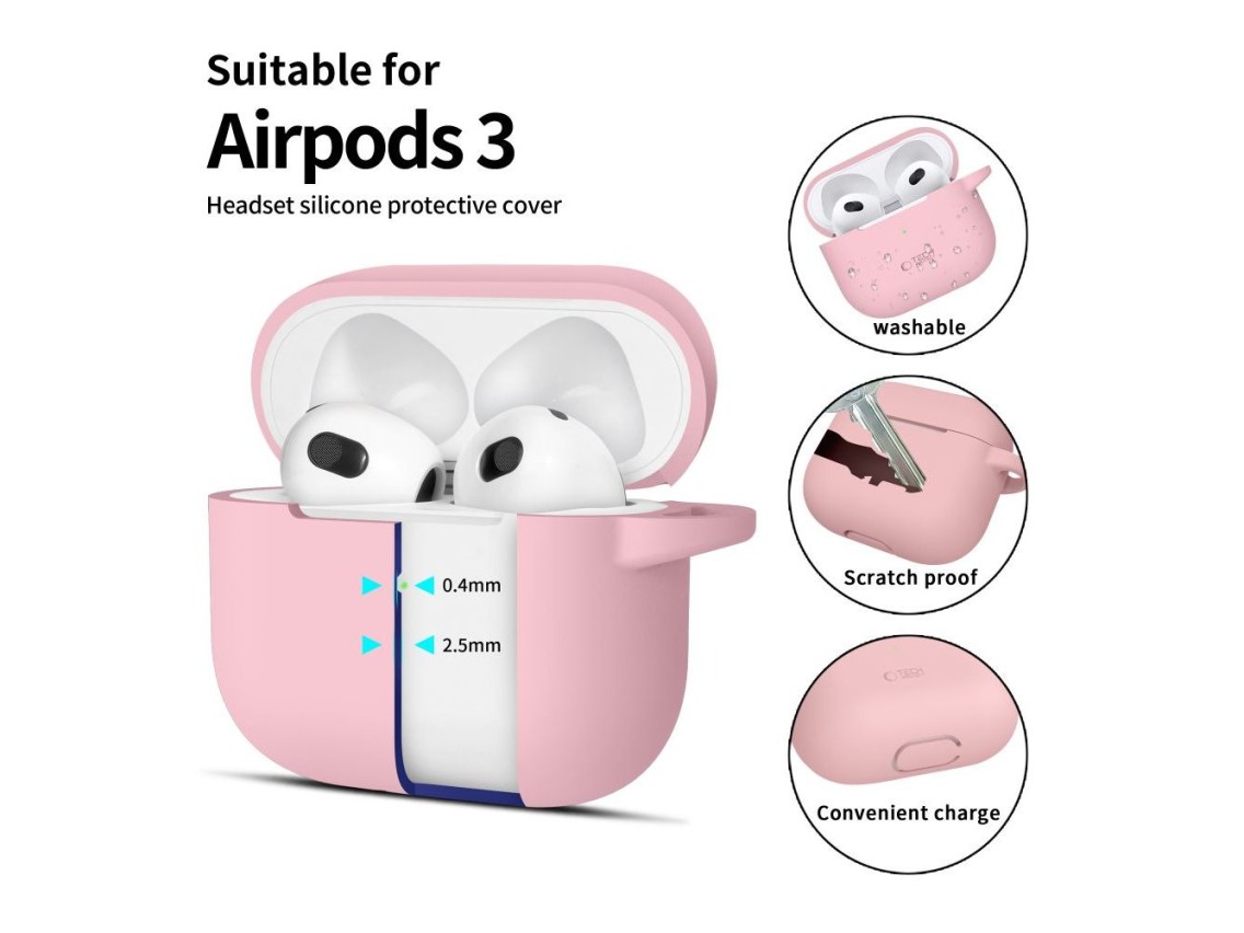 Tech-Protect Silicone Hook Case for Apple AirPods 3 - Pink