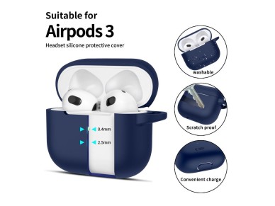 Tech-Protect Silicone Hook Case for Apple AirPods 3 - Blue Tech-Protect Silicone Hook Case for Apple AirPods 3 - Blue