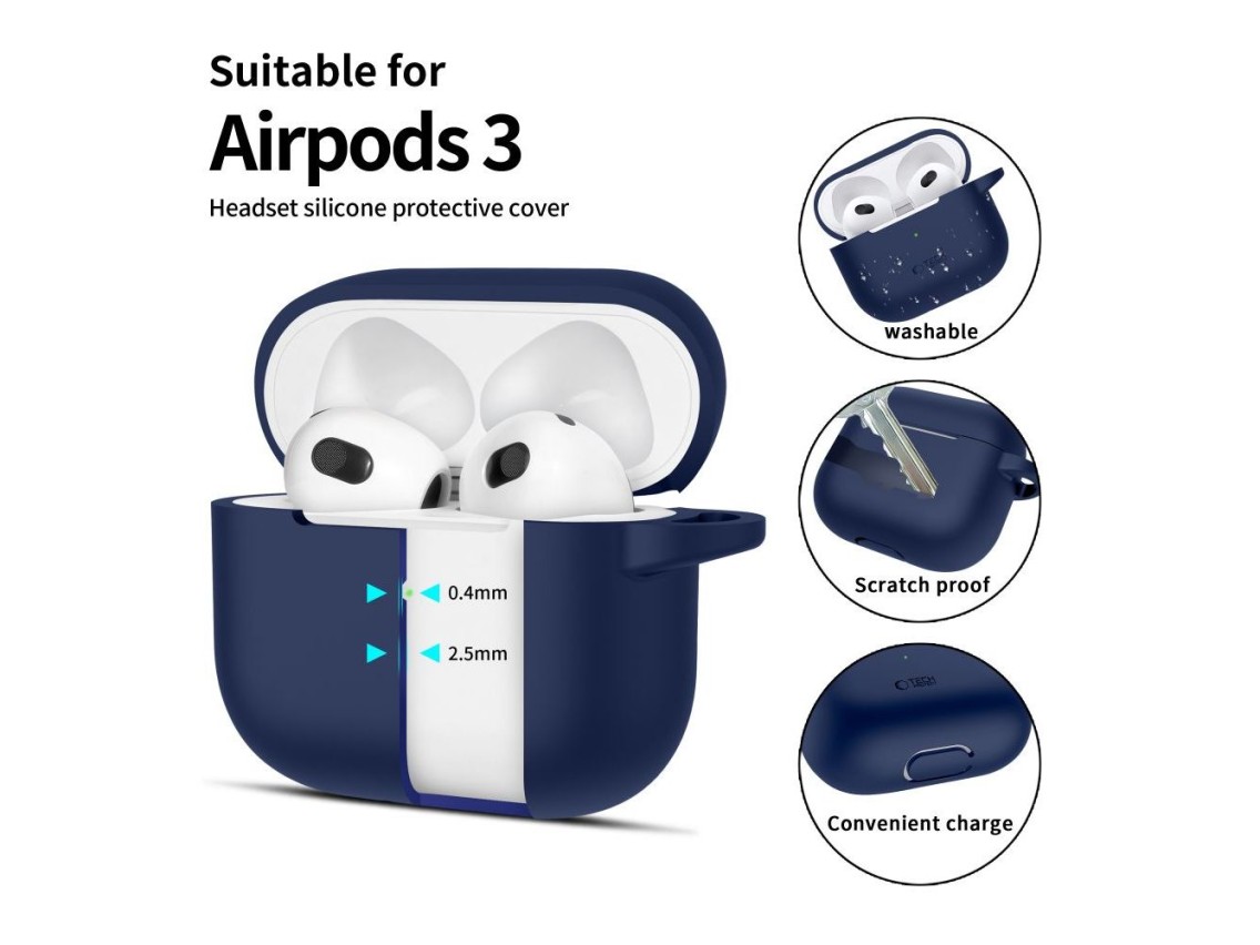 Tech-Protect Silicone Hook Case for Apple AirPods 3 - Blue