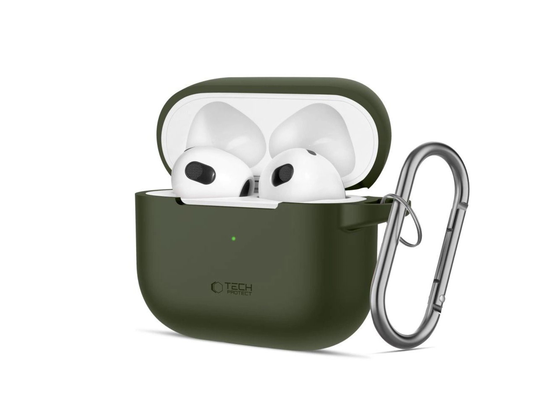 Funda protectora de silicona Tech-Protect con gancho para Apple AirPods 3 - Verde