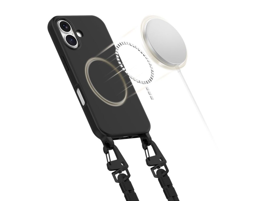 Capa Tech-Protect MagNecklace MagSafe para iPhone 16 - Preta