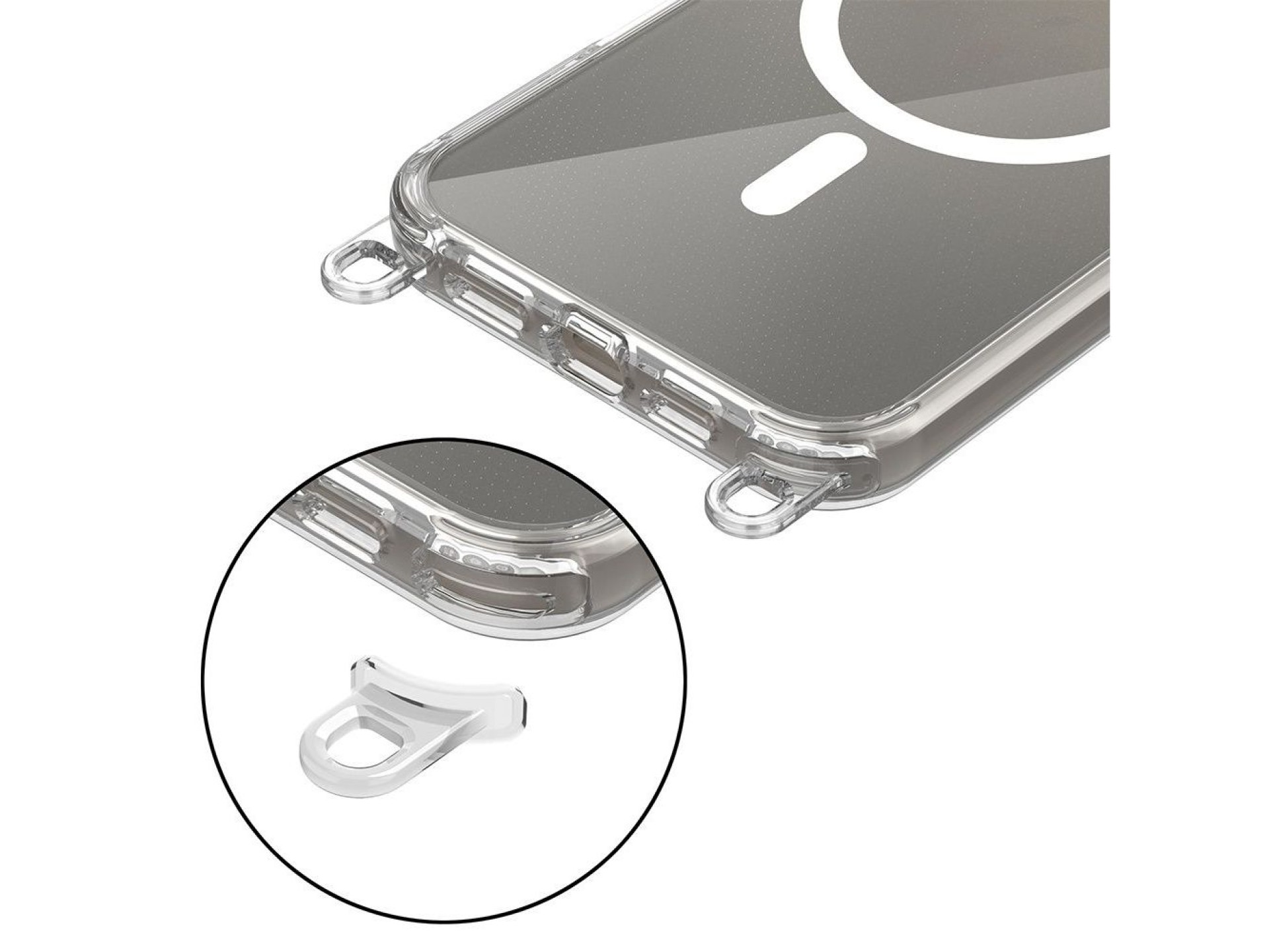 Tech-Protect FlexAir Chain MagSafe Case for iPhone 16 Pro Max - Clear + 2 Lanyards (Black and Taupe)