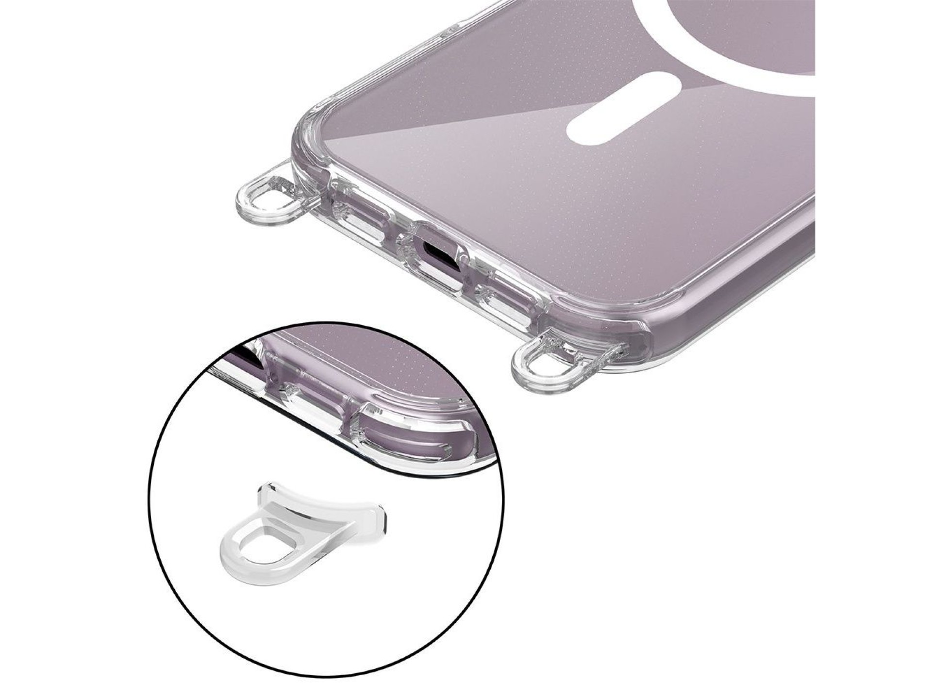 Tech-Protect FlexAir Chain MagSafe iPhone 16 Case - Clear + 2 Lanyards (Black & Taupe)