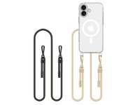 Tech-Protect FlexAir Chain MagSafe iPhone 16 Case - Clear + 2 Lanyards (Black & Taupe)