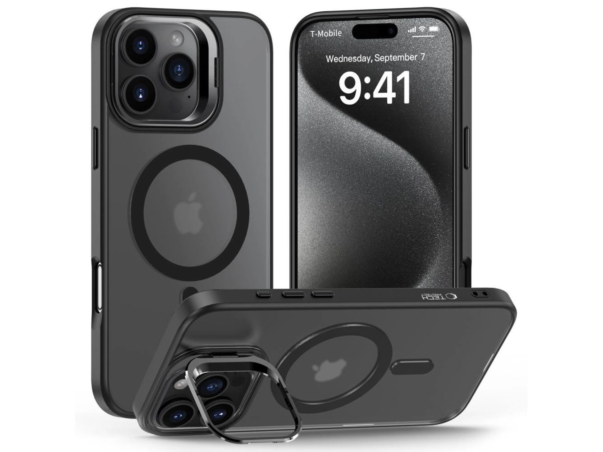 Capa Tech-Protect MagStand MagSafe com suporte para iPhone 16 Pro - Semitransparente