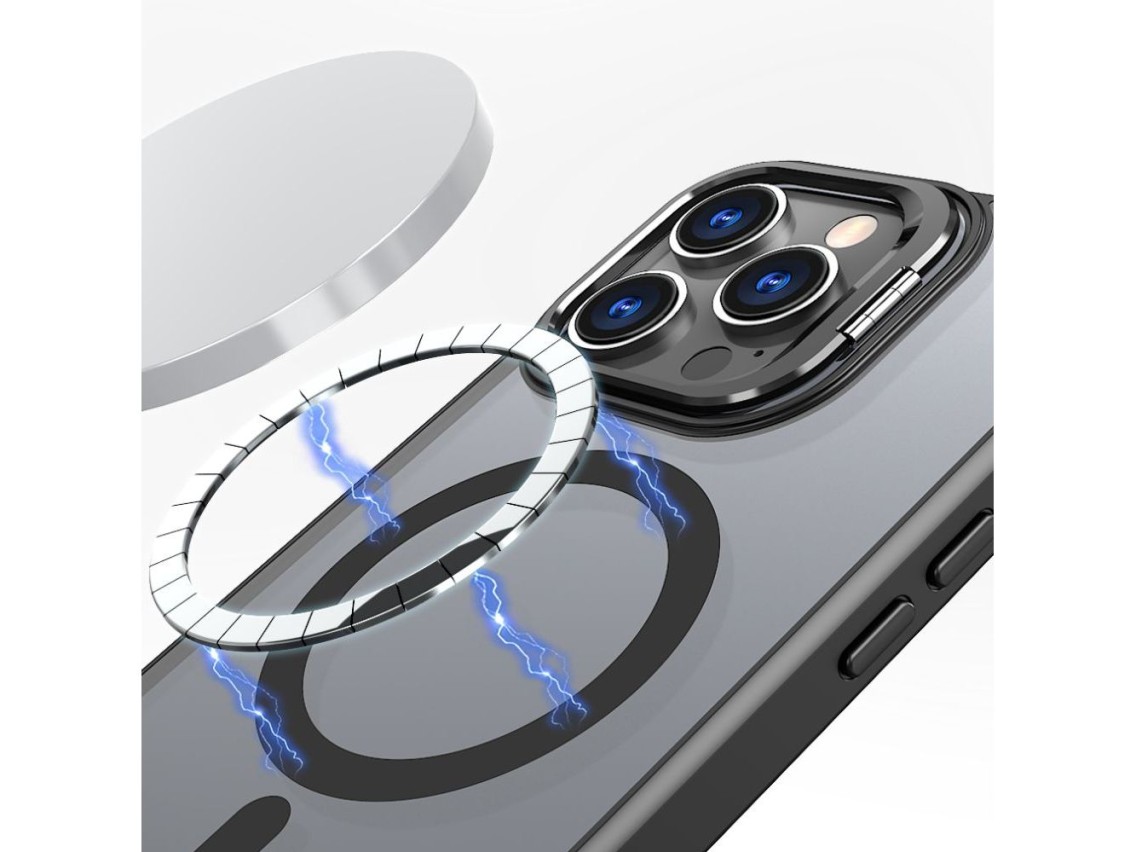 Capa Tech-Protect MagStand MagSafe com suporte para iPhone 16 Pro - Semitransparente