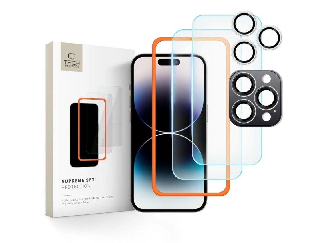 Tech-Protect Supreme Set de película de vidro temperado para iPhone 16 Pro - transparente (3 unidade