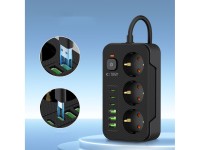 Tech-Protect PC3X6 Power Strip 3 Sockets 240V + 3xUSB-A + 3xUSB-C 200cm - Black