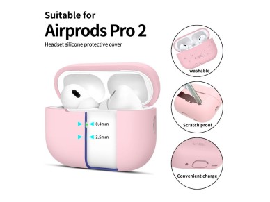 Capa de silicone Tech-Protect para Apple AirPods Pro 1/2 - Rosa