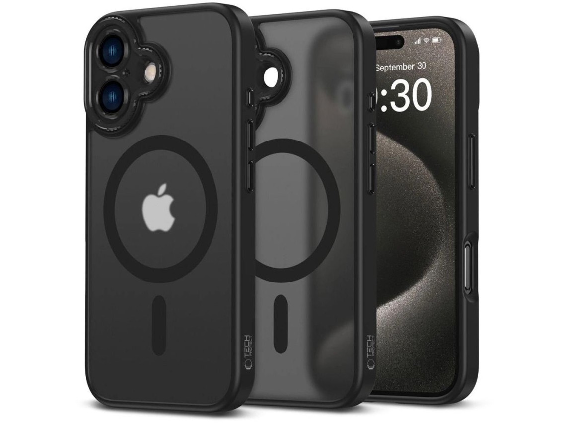 Capa Tech-Protect MagCam MagSafe para iPhone 16 - Semitransparente