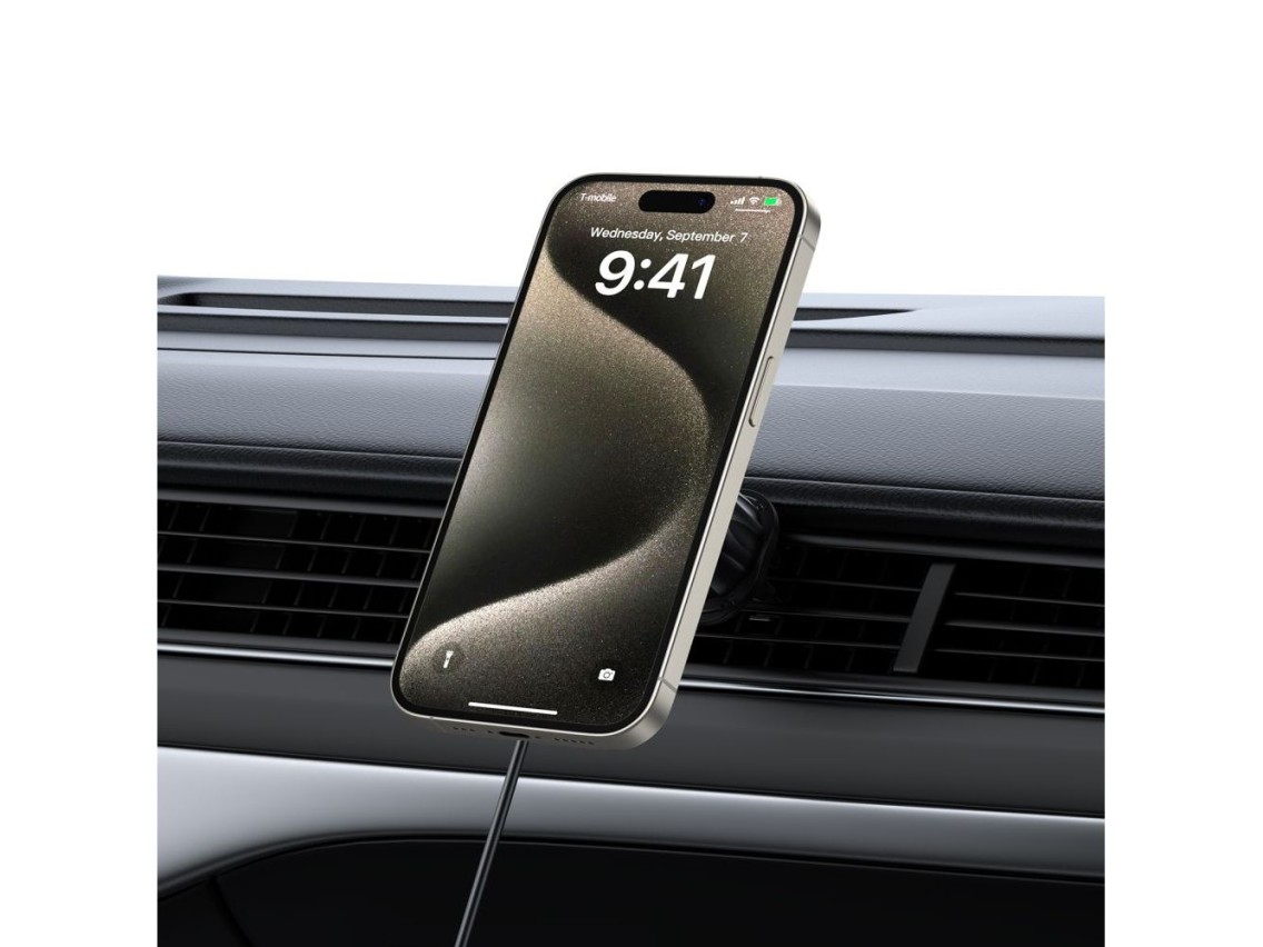 Tech-Protect MM15W MagSafe Car Holder with 15W Inductive Charger for Air Vent and Dashboard - Black
