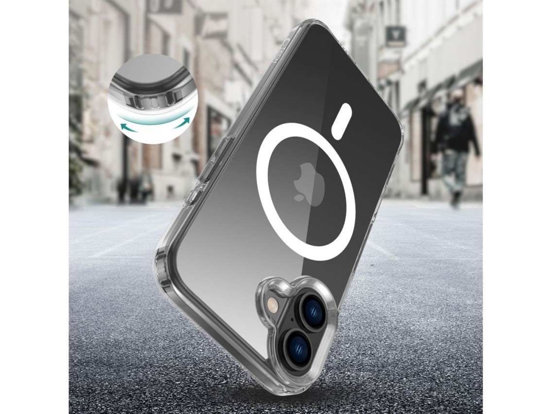 Capa protetora híbrida Tech-Protect Flexair MagSafe para iPhone 16 Plus transparente
