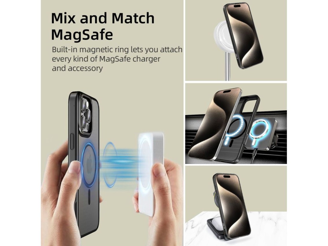 Funda Tech-Protect MagEdge MagSafe para iPhone 16 Pro - Semitransparente
