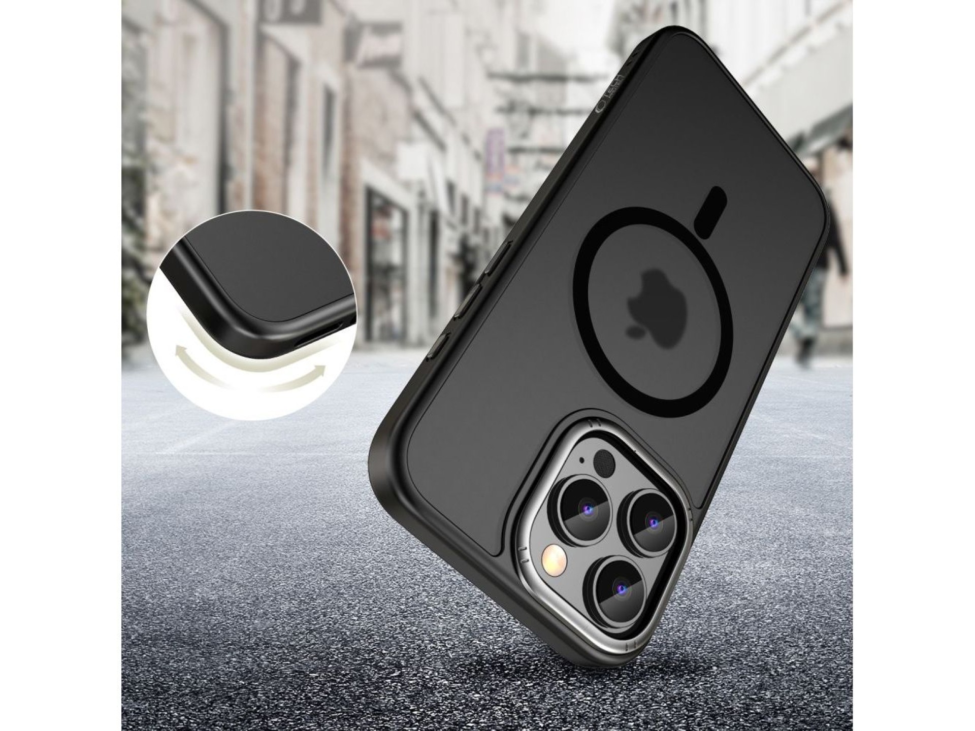 Funda Tech-Protect MagEdge MagSafe para iPhone 16 Pro - Semitransparente