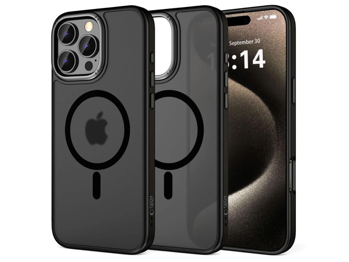 Funda Tech-Protect MagEdge MagSafe para iPhone 16 Pro - Semitransparente
