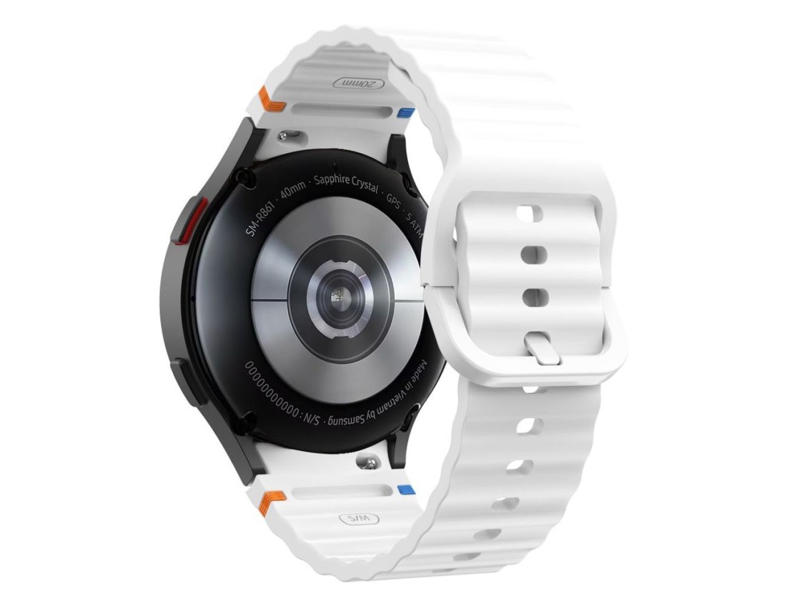 Tech-Protect Silicone Sport Strap for Samsung Galaxy Watch 4 / 5 / 5 Pro / 6 / 7 / FE - White