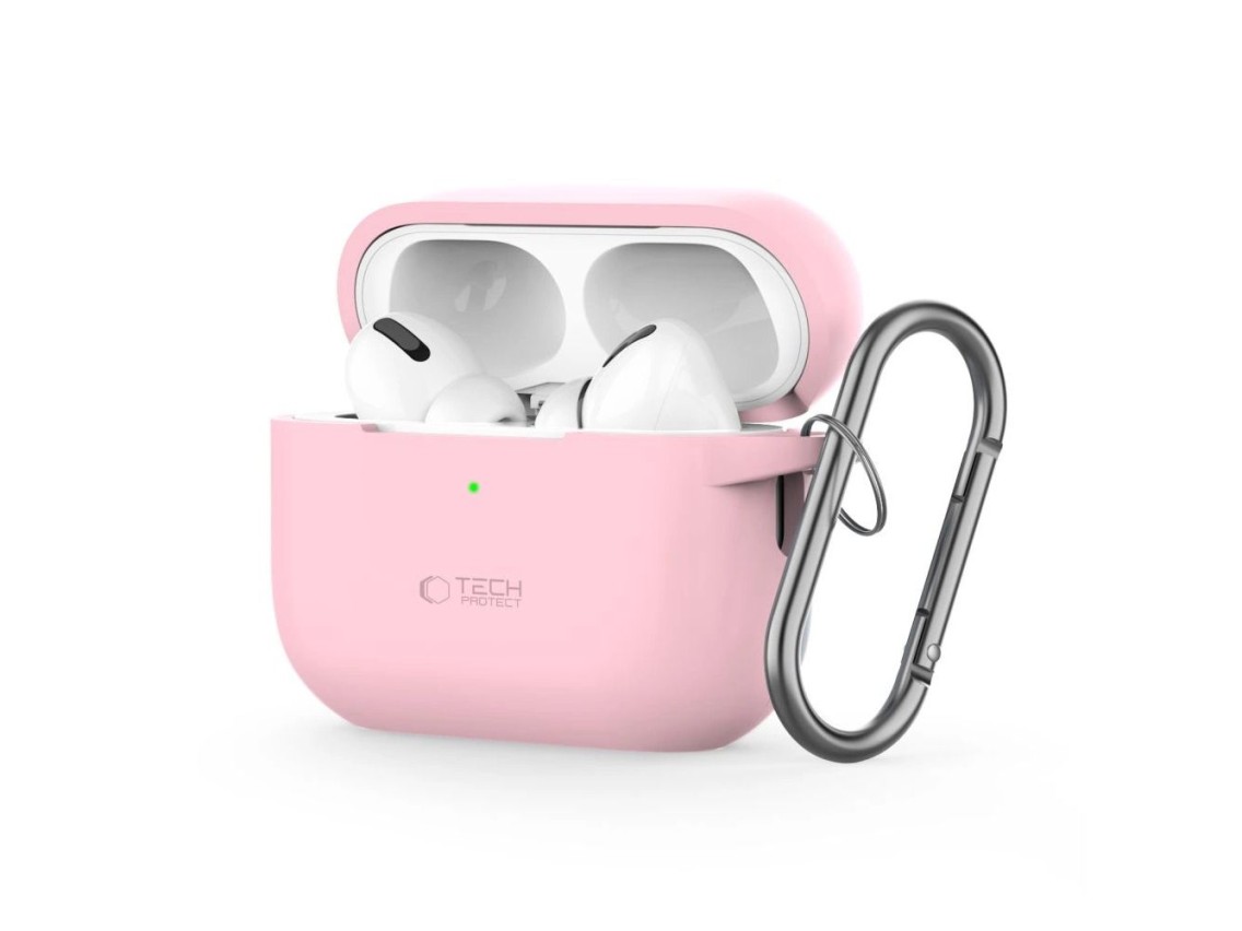 Capa de silicone com gancho Tech-Protect para Apple AirPods Pro 1/2 - Rosa