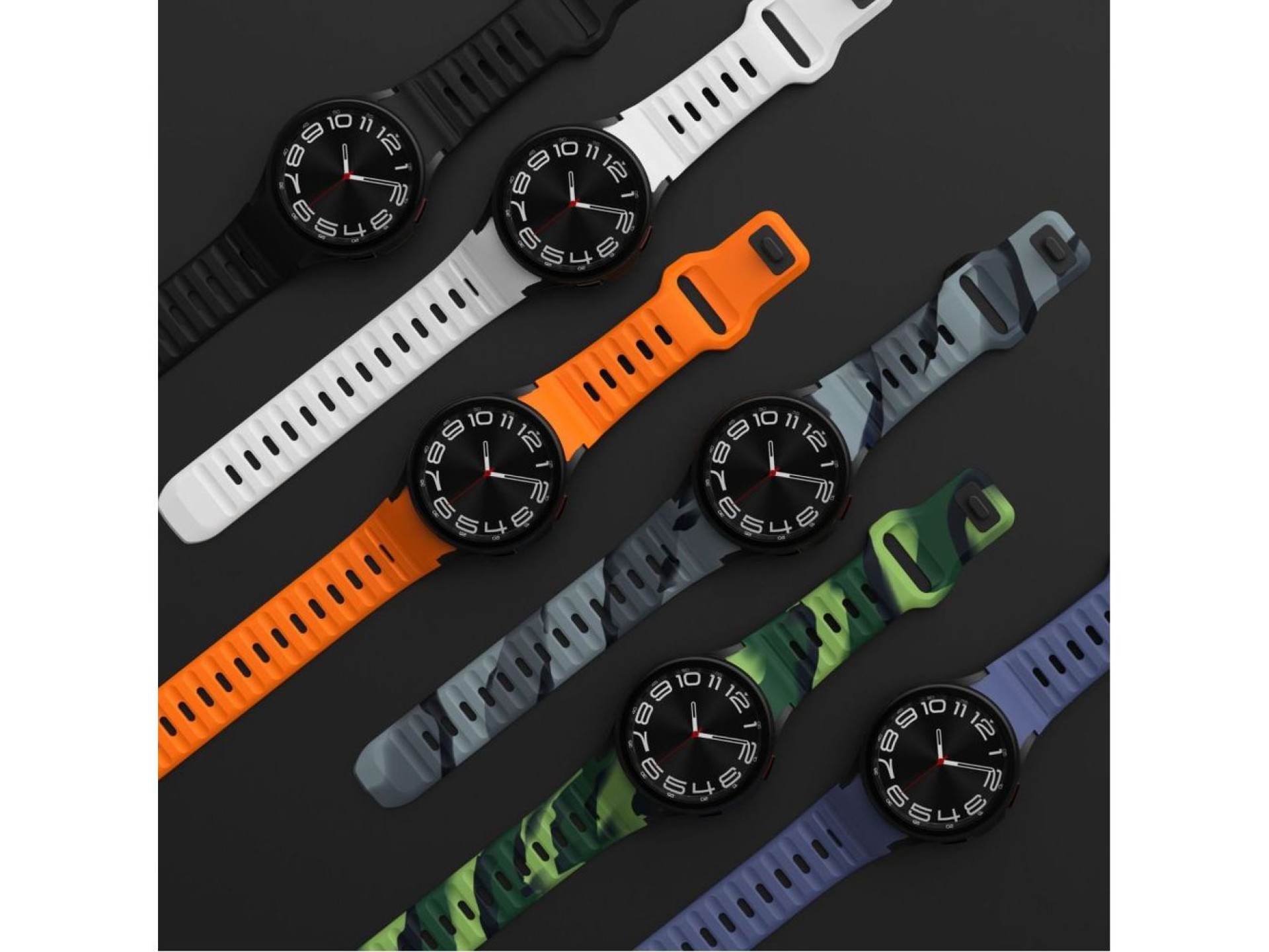 Tech-Protect Silicone Line Strap for Samsung Galaxy Watch 4 / 5 / 5 Pro / 6 / 7 / FE - Black