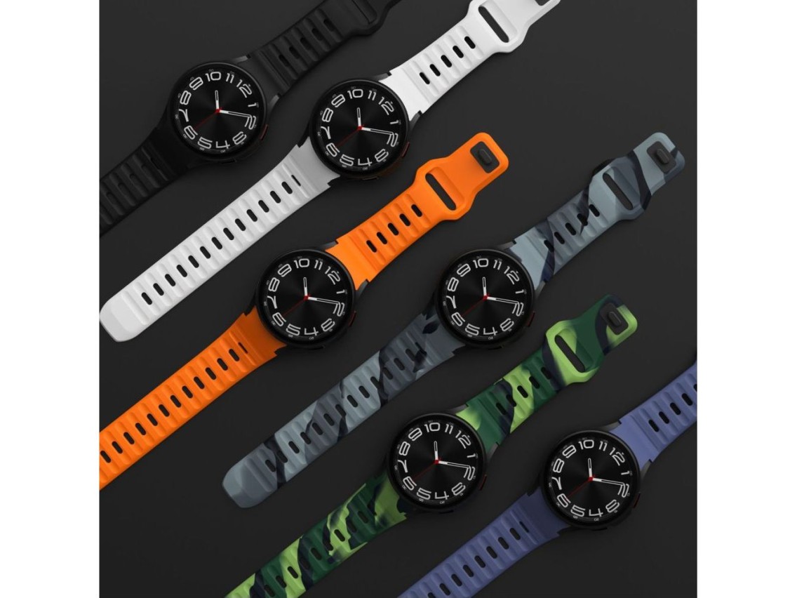 Tech-Protect Silicone Line Strap for Samsung Galaxy Watch 4 / 5 / 5 Pro / 6 / 7 / FE - Black