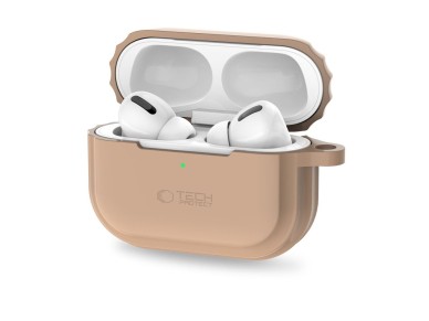 Funda protectora de silicona Tech-Protect con cuerda para Apple AirPods Pro 1/2 - Marrón claro Funda protectora de silicona Tech-Protect con cuerda para Apple AirPods Pro 1/2 - Marrón claro