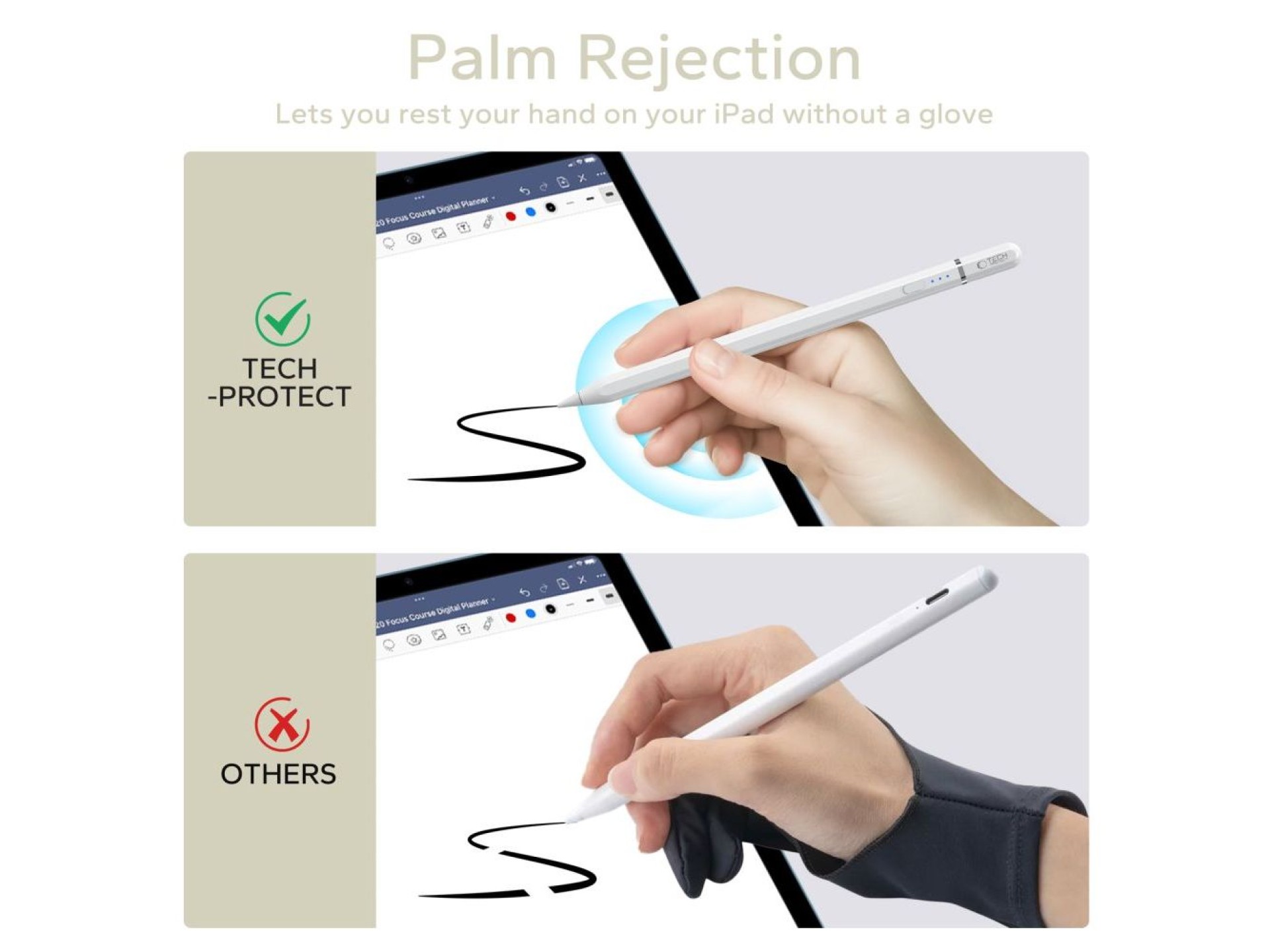Lápiz óptico magnético digital Tech-Protect 3 para iPad y tablet - Blanco