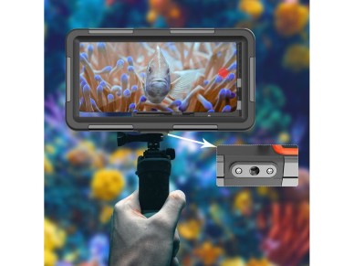Capa � prova d'�gua Tech-Protect IPX8 para smartphones de 4,7 a 6,7 ??polegadas - Preto e Laranja