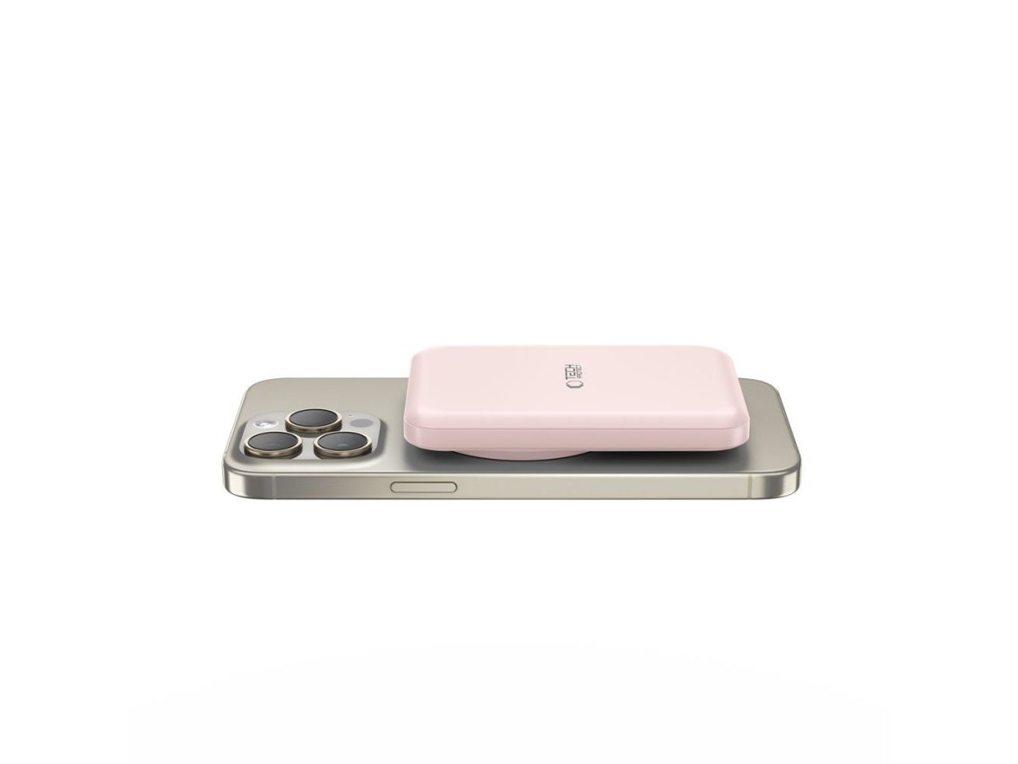 Tech-Protect LifeMag PB10 Powerbank com MagSafe 5000mAh 15W e porta USB-C - rosa + cabo USB-C
