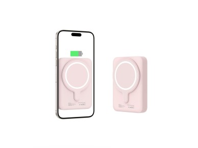 Bater�a externa Tech-Protect LifeMag PB11 con MagSafe, 10000 mAh, 15 W, puerto USB-C - rosa + cable 