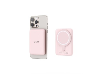 Bater�a externa Tech-Protect LifeMag PB10 con MagSafe, 5000 mAh, 15 W, puerto USB-C - rosa + cable U