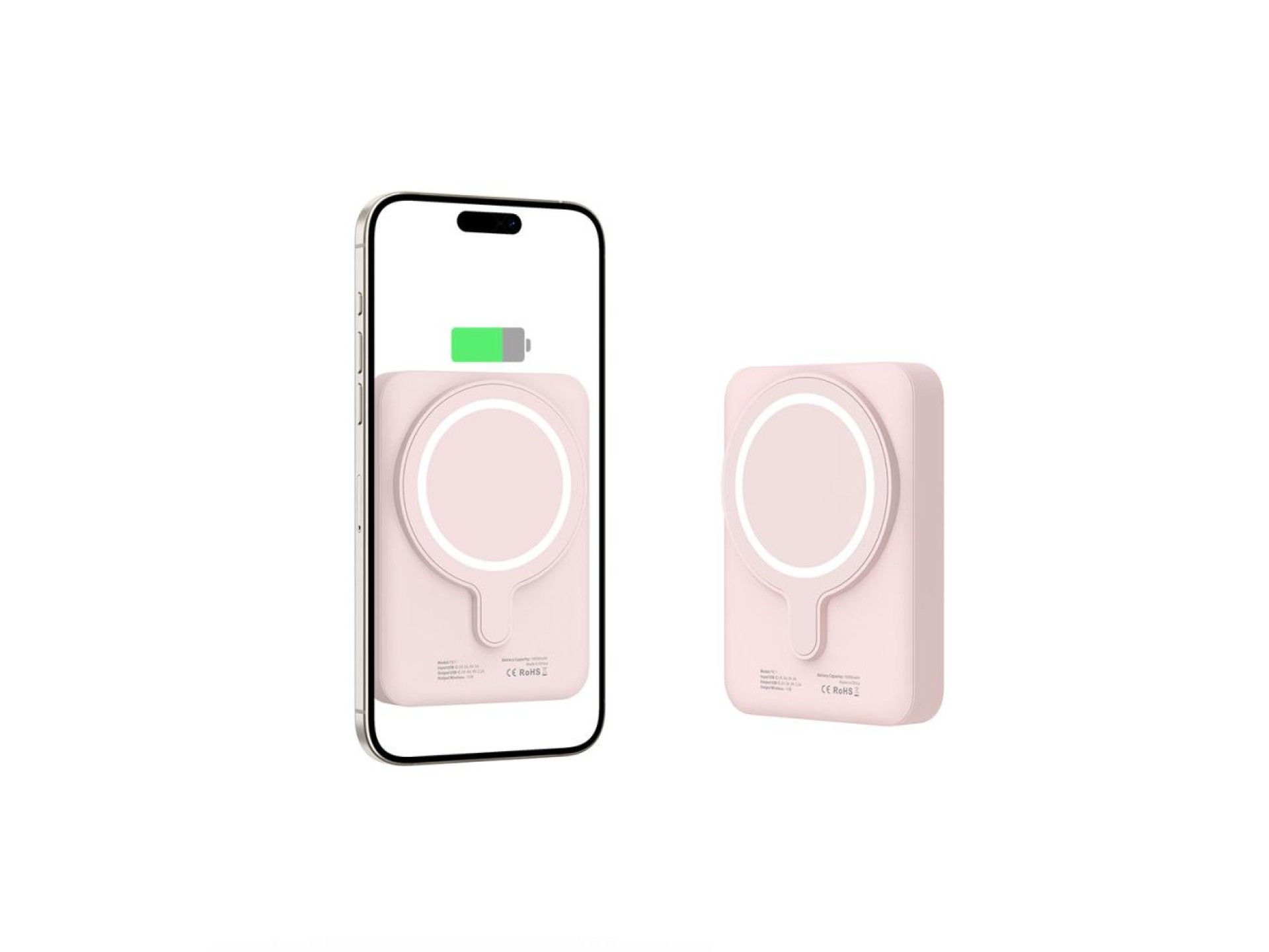 Tech-Protect LifeMag PB11 Powerbank with MagSafe 10000mAh 15W USB-C port - pink + USB-C cable