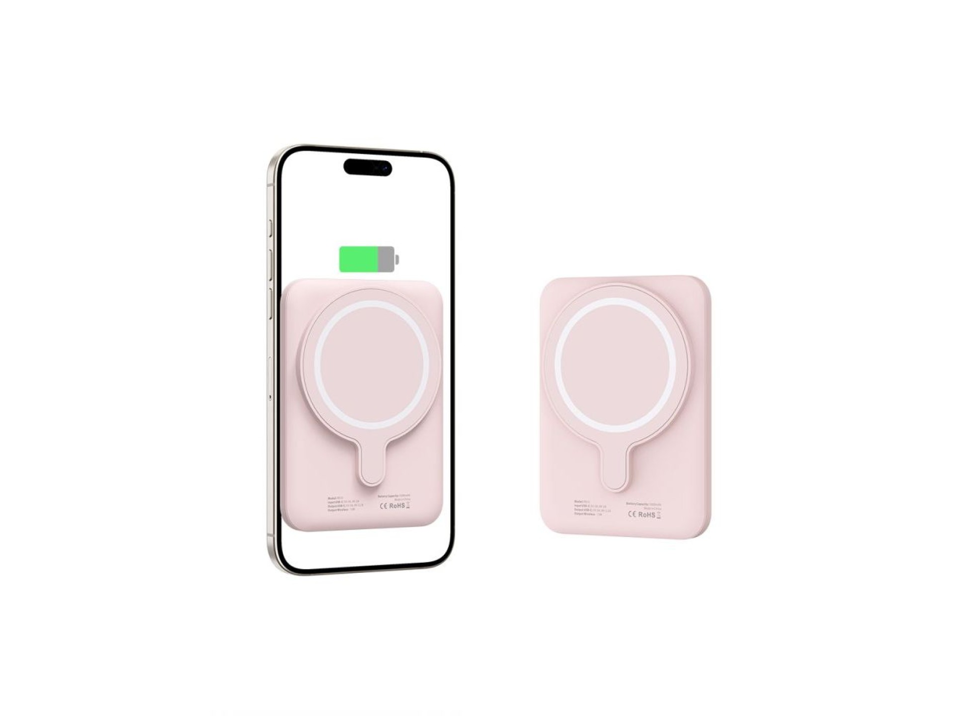 Tech-Protect LifeMag PB10 Powerbank com MagSafe 5000mAh 15W e porta USB-C - rosa + cabo USB-C